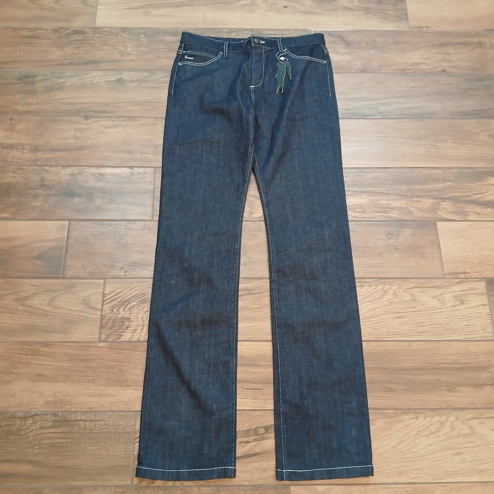 Lacoste Jeans Mens 30x35 Blue Dark Wash Denim Straight Leg Regular Stretch‎